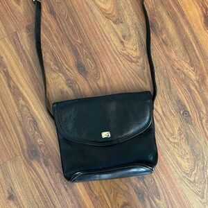 Oroton vintage black leather Crossbody bag
